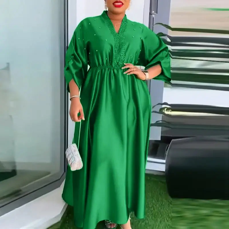 Plus Size Elegant Women Dress 2024 Vintage Three Quarter Sleeve Dress Global Fashions GC Plus Size Elegant Women Dress 2024 Vintage Three Quarter Sleeve Dress Global Fashions GC