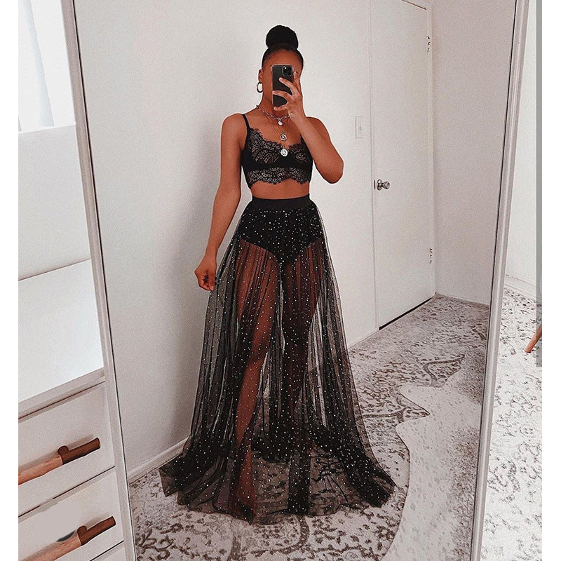Women Clothing New Temperament Maxi Dress Sexy Sheer Mesh Bronzing Big Global Fashions GC Women Clothing New Temperament Maxi Dress Sexy Sheer Mesh Bronzing Big Global Fashions GC