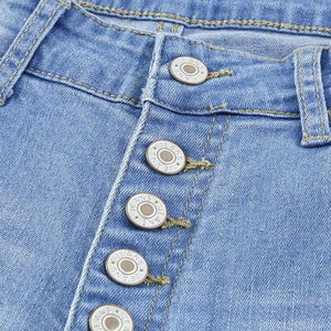 Button-Fly Distressed Raw Hem Flare Jeans