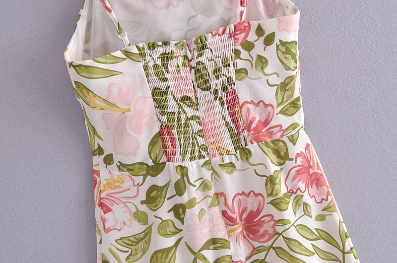 Spaghetti Straps Floral Dress for Women Summer New Floral Sleeveless Skirt
