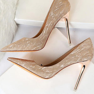 Sexy Wedding Shoes Gold Silver Femme Pumps