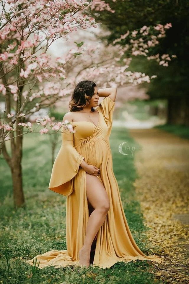Sexy Maternity Shoot Dresses Shoulderless Pregnancy Dress Photography Maxi Maternity Gown Photo Prop Clothes For Pregnant Women
