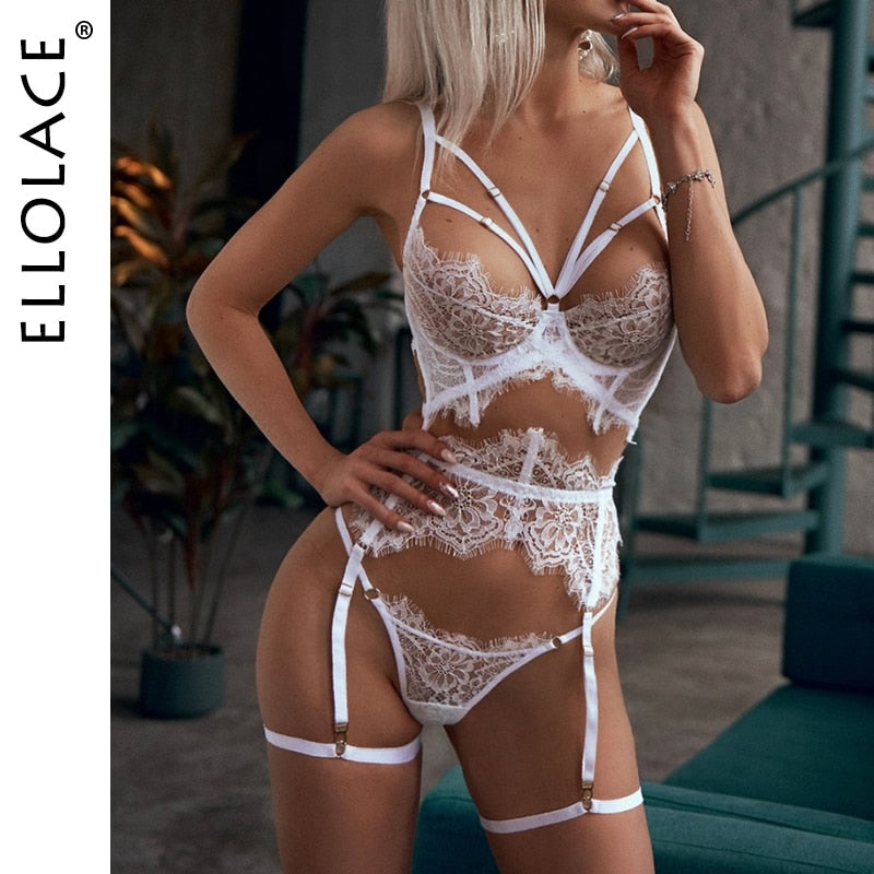 US$24.30-Ellolace Sensual Lingerie 5 Pieces Porn Underwear Set