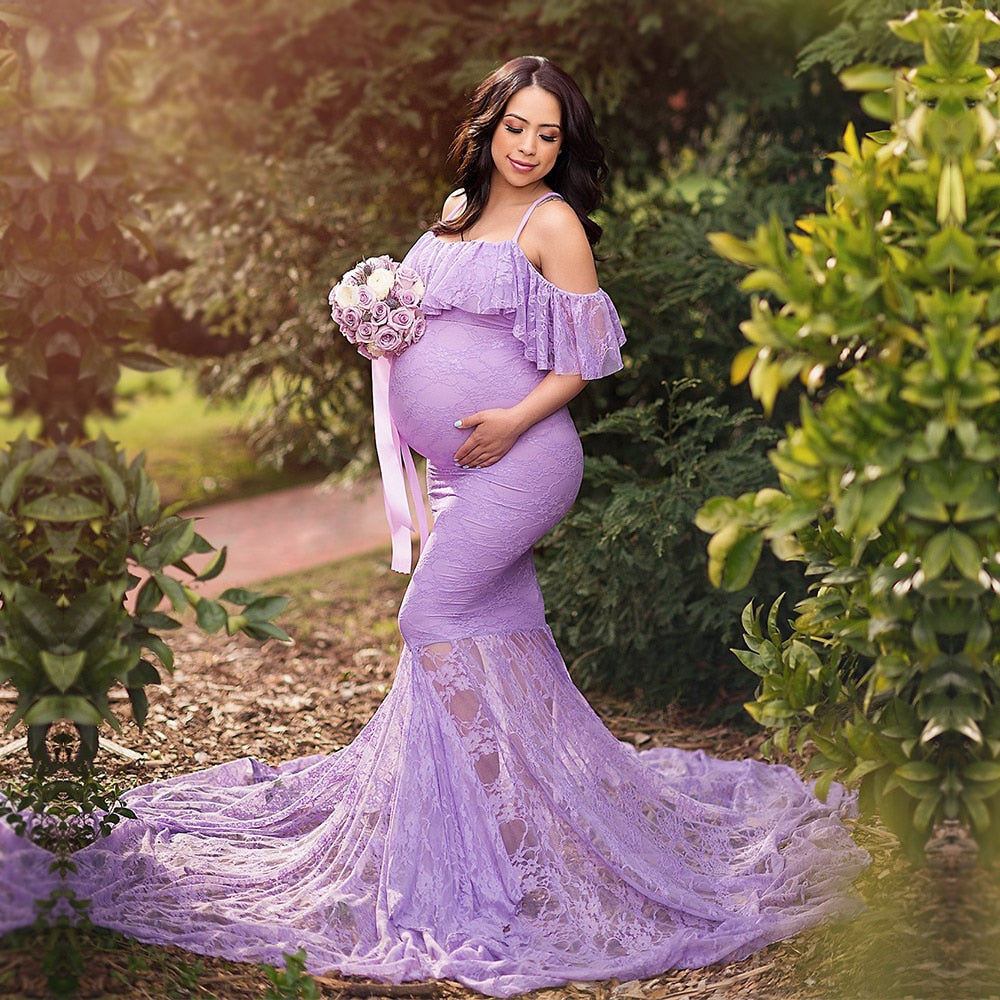 Short Sleeve Lace Chiffon Maternity Dresses Photoshoot Pregnant Women Maxi  Gown Dress Pregnancy Baby Shower Photography Prop (Color : Pink, Maternity  Size : L.) : : Clothing, Shoes & Accessories
