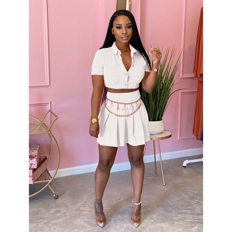 HAOYUAN Sexy Two Piece Set Summer Clother for Women Crop Top and Mini   Global Fashions GC