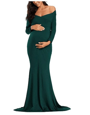 Long Sleeve Maxi Maternity Dress for Photography Props Elegant Pregnancy Clothes Pregnancy Dress Pregnant Photo Shoot Clothing
