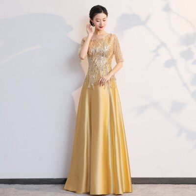 Performance Dress Wholesale Female Long Middle-aged Elderly Choir Host –  Global Fashions GC