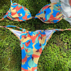 COOBBU Sexy Push Up Bikinis Thongs Swimsuit Women 2022 Summer Beachwear Folds Bandage Bathing Suit Solid Swimwear Bikini Sets