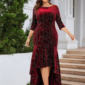 Plus Size Ruffle Hem High-Low Dress