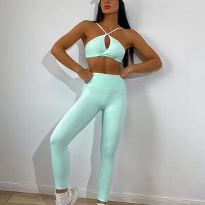 Yoga Clothes Women Fashionable Sexy Twisted Bra Irregular Asymmetric Hip Lifting Pleated Trousers Yoga Suit