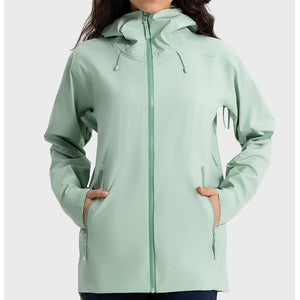 Big Brand Same YKK Zipper Windproof Waterproof Moisture Permeable Shell Jacket Multi Functional Mid Length Hooded Outdoor Mountaineering Clothing