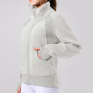 Jacket Yoga Clothes Long Sleeved Top Women Fleece Lined Warm Yoga Clothes Winter Set Zipper Sports Top