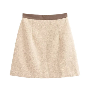 Women Clothing Boge Solid Color Sleeveless round Neck Vest High Waist Casual Short Skirt Set