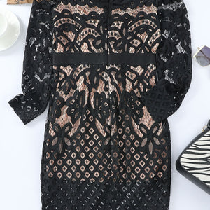 Off-Shoulder Long Sleeve Lace Dress