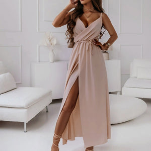 Honey Tied Surplice Sleeveless Midi Cami Dress