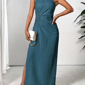 Honey Slit One Shoulder Sleeveless Maxi Dress