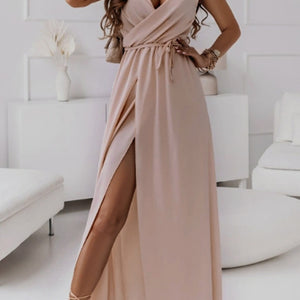 Honey Tied Surplice Sleeveless Midi Cami Dress