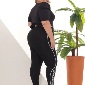 Calça Legging Feminina Plus Size Levanta Bumbum Cintura Alta Total Black Confortável Algodão Tecido Leve Premium