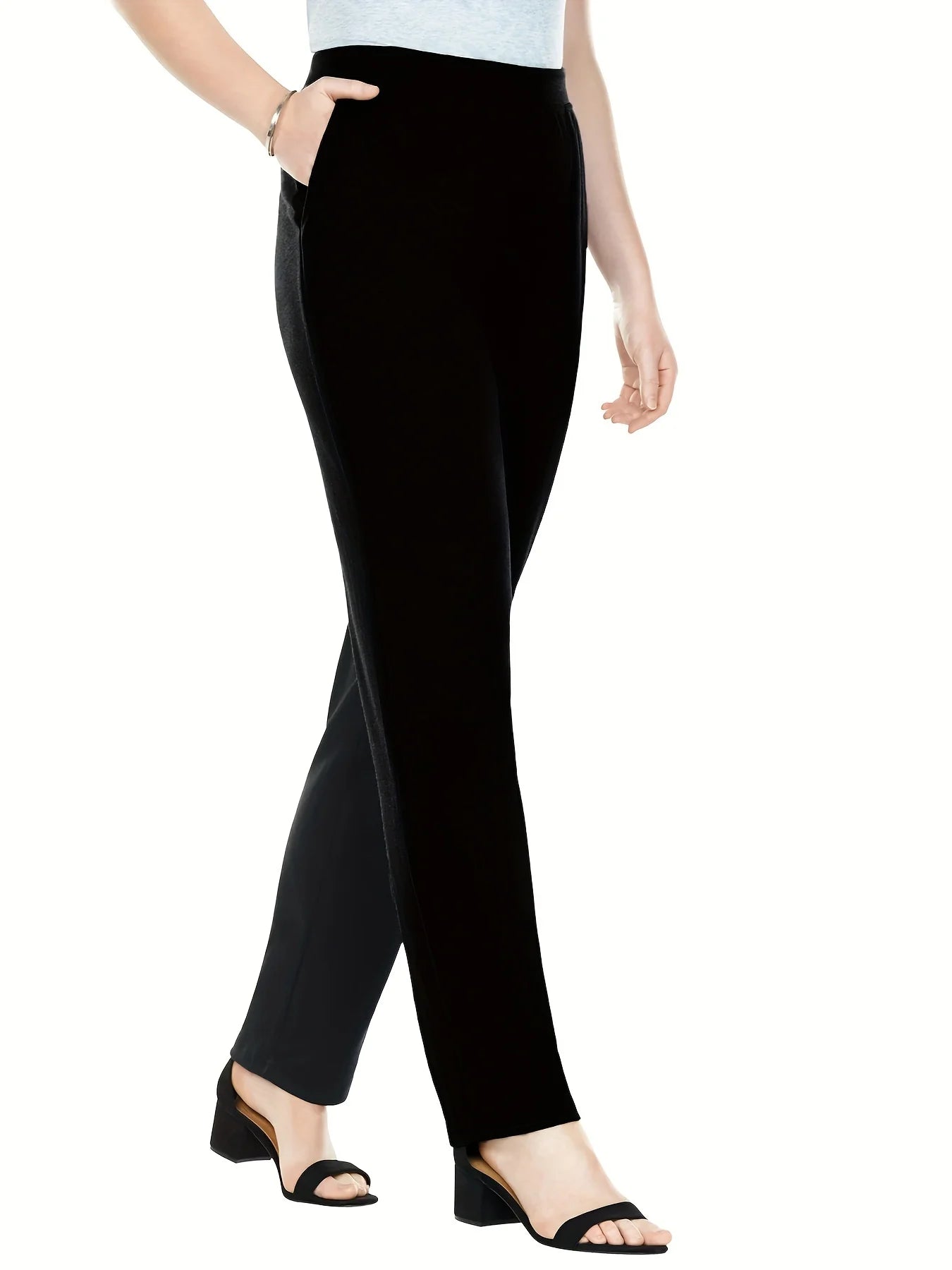 Spring and Autumn fashion new women's plus size business formal wear with solid color straight pants nine-minute pants