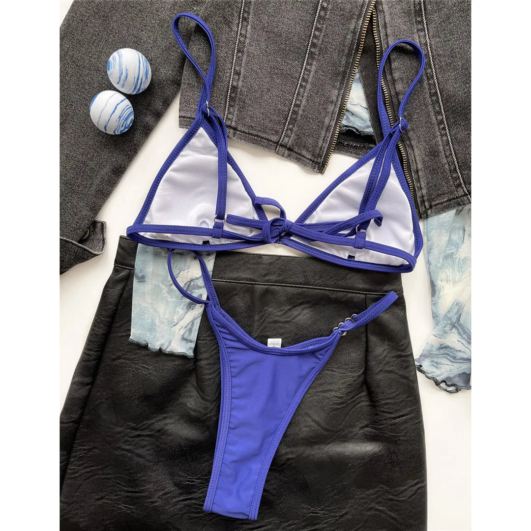 New Sexy Thong Tiny Mini Bikini Female Swimsuit Women Swimwear Two-pieces Bikini set Padded Bather Bathing Suit Swim Lady V3063