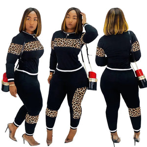 2024 Leopard Camouflage Two Pieces Set Women's Sports Suit Long Sleeve Sweatshirt and Sweatpants Casual Tracksuit Jogging Femme