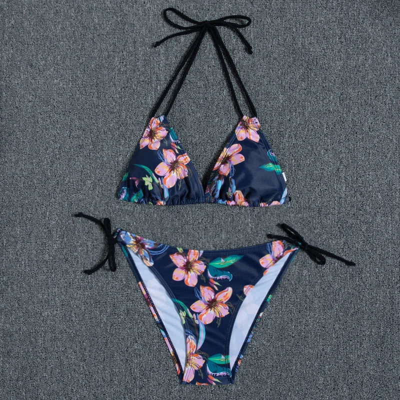 Swimwear 2023 New Swimsuit Women Bikini Micro Floral Bikinis Set Beach Thong Bathing Suit Girls Lace Up Two Pieces Swim Suits