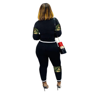 2024 Leopard Camouflage Two Pieces Set Women's Sports Suit Long Sleeve Sweatshirt and Sweatpants Casual Tracksuit Jogging Femme