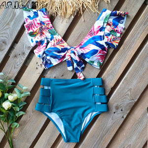 2024 Print Swimwear Women High Waist Bikini Ruffle Swimsuit Push Up Bikinis Set Bathing Suit Beach wear Summer Biquini Female