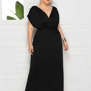 eDressU 2022 Plus Size Evening Party Dress V Neck Stretchy 7 Colors Vestido Robe de Soiree Wedding Guest Dress LMT-FP3310