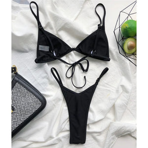 New Sexy Thong Tiny Mini Bikini Female Swimsuit Women Swimwear Two-pieces Bikini set Padded Bather Bathing Suit Swim Lady V3063