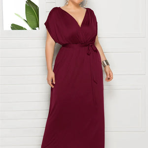 eDressU 2022 Plus Size Evening Party Dress V Neck Stretchy 7 Colors Vestido Robe de Soiree Wedding Guest Dress LMT-FP3310