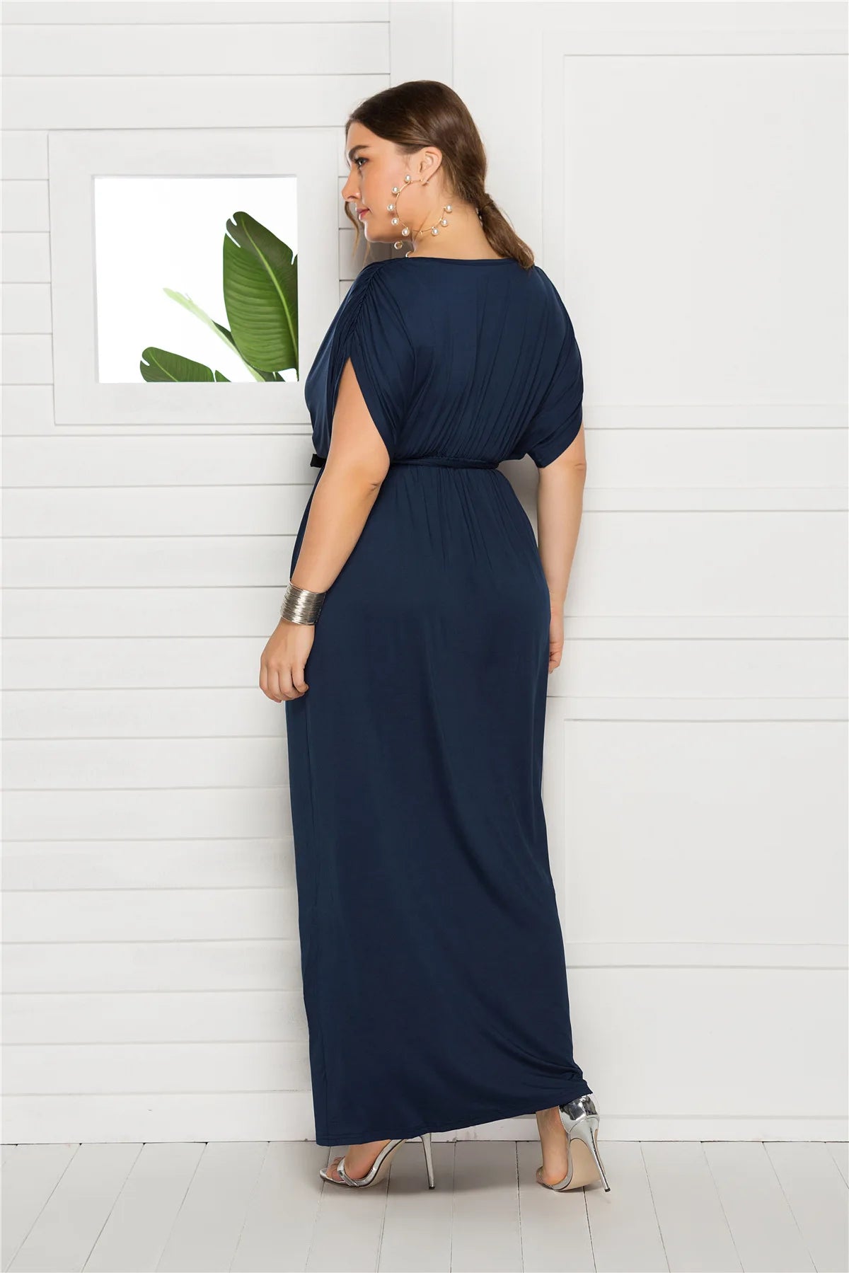 eDressU 2022 Plus Size Evening Party Dress V Neck Stretchy 7 Colors Vestido Robe de Soiree Wedding Guest Dress LMT-FP3310