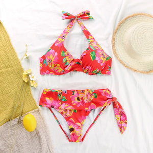 Rinabe Push Up Bikinis Swimsuit Female Beachwear Floral Print Swimwear Women Bathing Suit High Waist Bikini Sets Sexy Biquinis