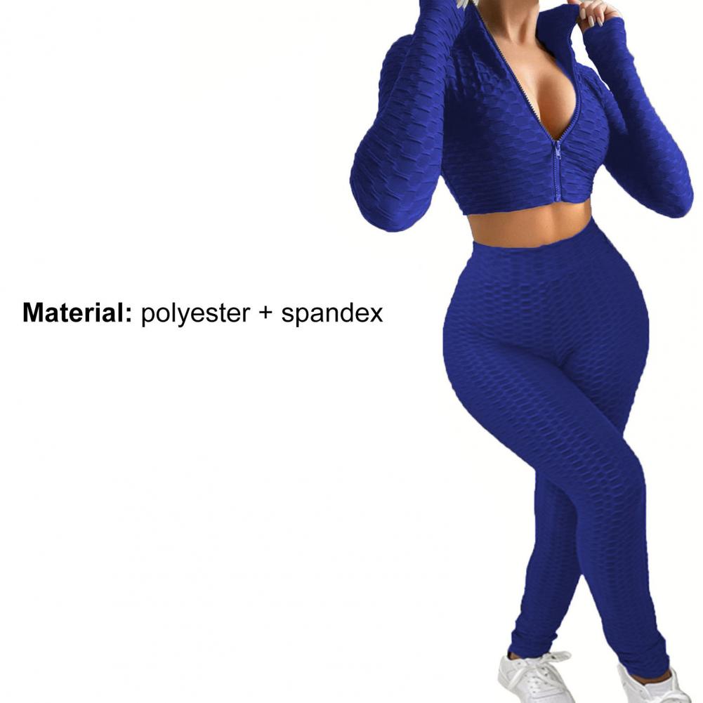 Women Sports Tracksuit Sexy Slim Crop Top High Waist Pants Two Piece Set 2021 Autumn Skinny Running Outfits Jogger Sportswear