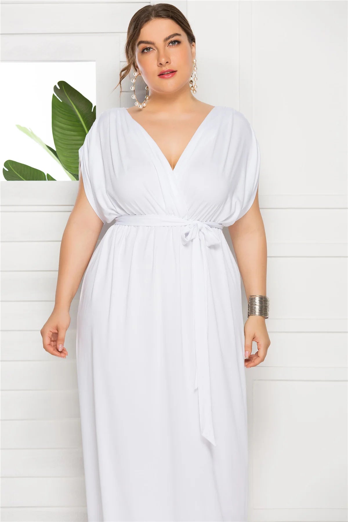 eDressU 2022 Plus Size Evening Party Dress V Neck Stretchy 7 Colors Vestido Robe de Soiree Wedding Guest Dress LMT-FP3310