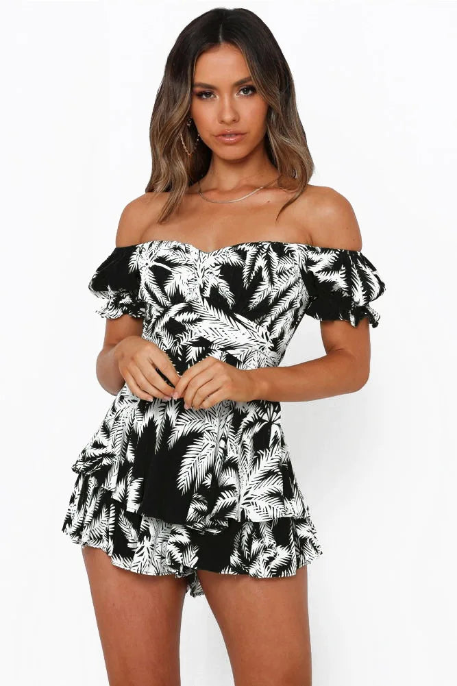 Summer Sexy Leopard Print Backless Jumpsuits V Neck Ruffles Beach Boho Rompers Shorts 2021 Elegant Overalls For Women Clothing