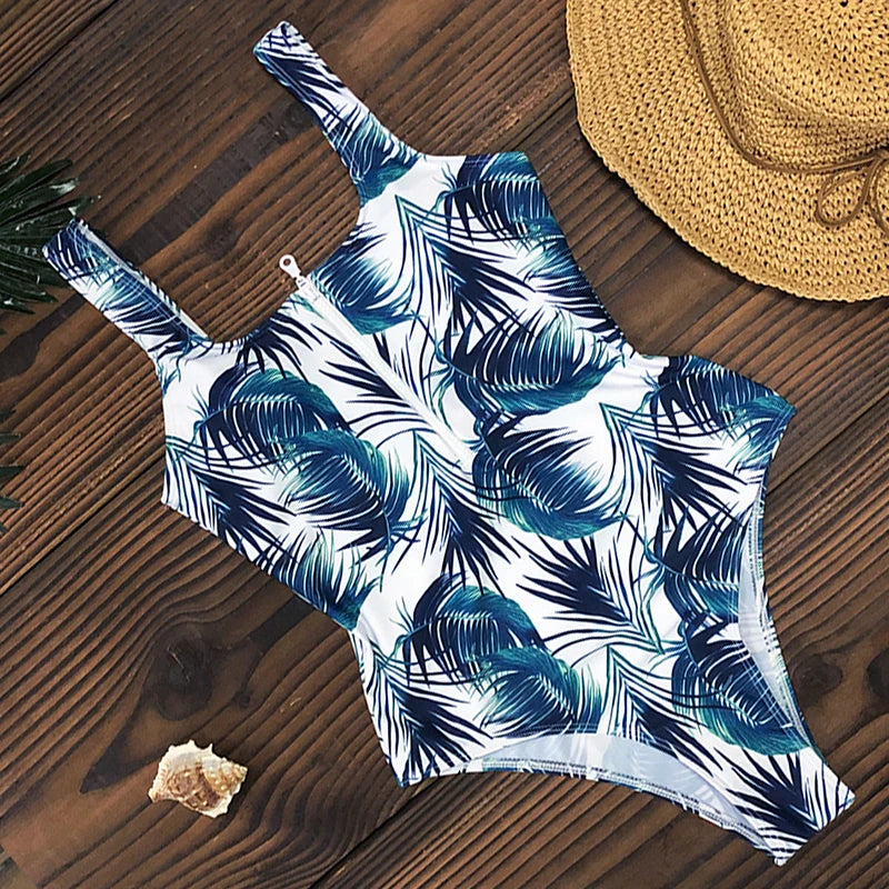 Print Floral One Piece Swimsuit Women Swimwear Monokini Long Sleeve Printed Female Bathing Suit Surfing Bodysuit Swim Wear Beach