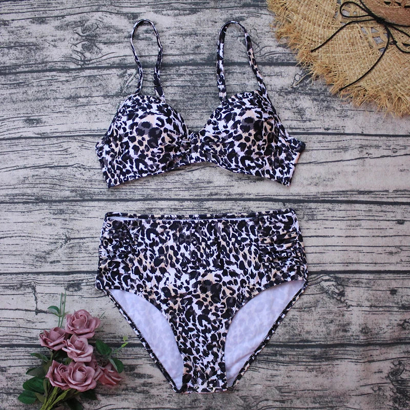 2023 New style women swimsuit leopard print Two piece sexy bikini snake print split swimsuit women high quality strap bikini XXL