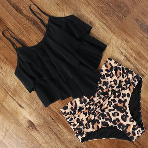 Leopard Bikini Tankini 2023 Swimwear Women High Waist Swimsuit Sexy Tankini Ruffle Bikini Set Plus Size Bathing Suits Biquini