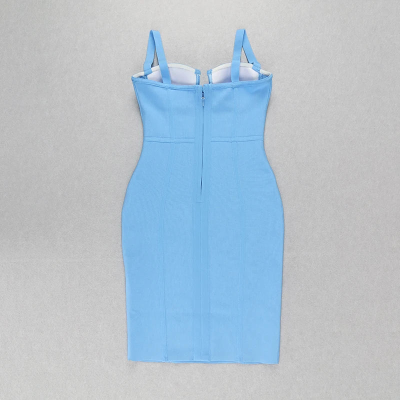 9 Colors Ladies Sexy Blue Yellow Black Rayon Women Summer Bandage Dress 2023 Celebrity Designer Fashion Party Dress Vestido