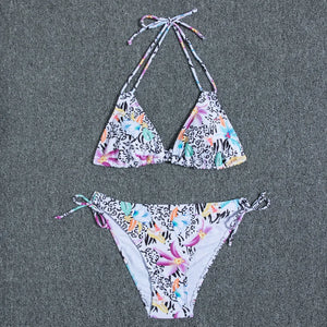 Swimwear 2023 New Swimsuit Women Bikini Micro Floral Bikinis Set Beach Thong Bathing Suit Girls Lace Up Two Pieces Swim Suits