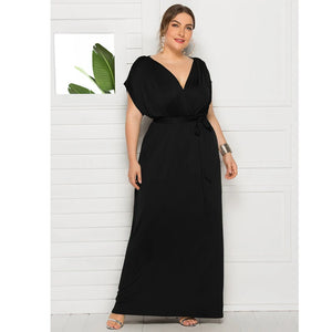 eDressU 2022 Plus Size Evening Party Dress V Neck Stretchy 7 Colors Vestido Robe de Soiree Wedding Guest Dress LMT-FP3310