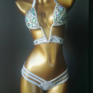 2020 venus vacation sexy diamond Big V bikini set bling stones rhinestone bathing suit good quality swimsuit brazilian swim