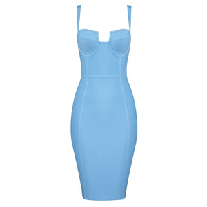 9 Colors Ladies Sexy Blue Yellow Black Rayon Women Summer Bandage Dress 2023 Celebrity Designer Fashion Party Dress Vestido