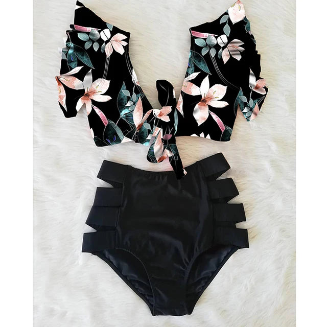 2024 Print Swimwear Women High Waist Bikini Ruffle Swimsuit Push Up Bikinis Set Bathing Suit Beach wear Summer Biquini Female