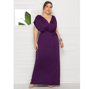 eDressU 2022 Plus Size Evening Party Dress V Neck Stretchy 7 Colors Vestido Robe de Soiree Wedding Guest Dress LMT-FP3310