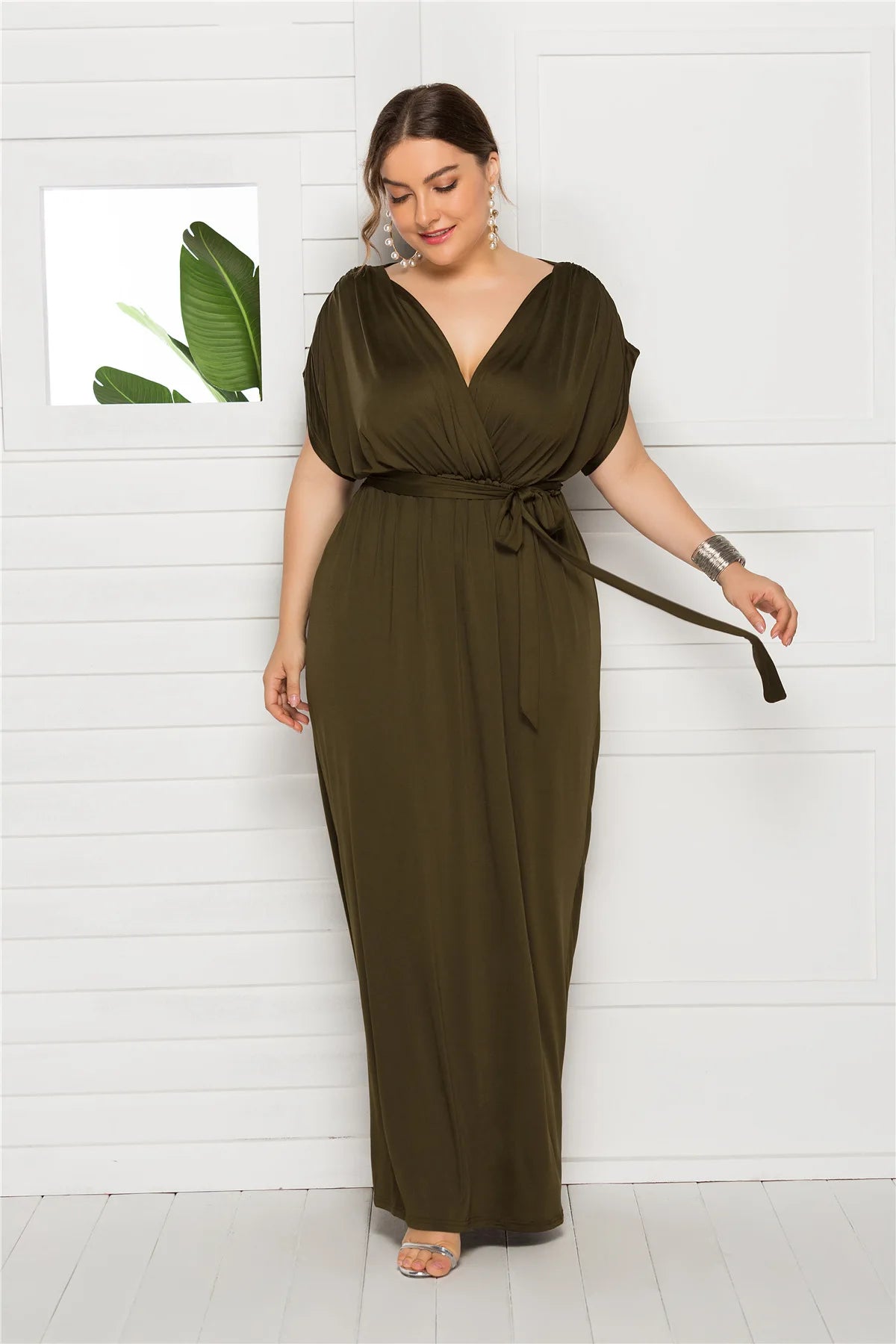 eDressU 2022 Plus Size Evening Party Dress V Neck Stretchy 7 Colors Vestido Robe de Soiree Wedding Guest Dress LMT-FP3310