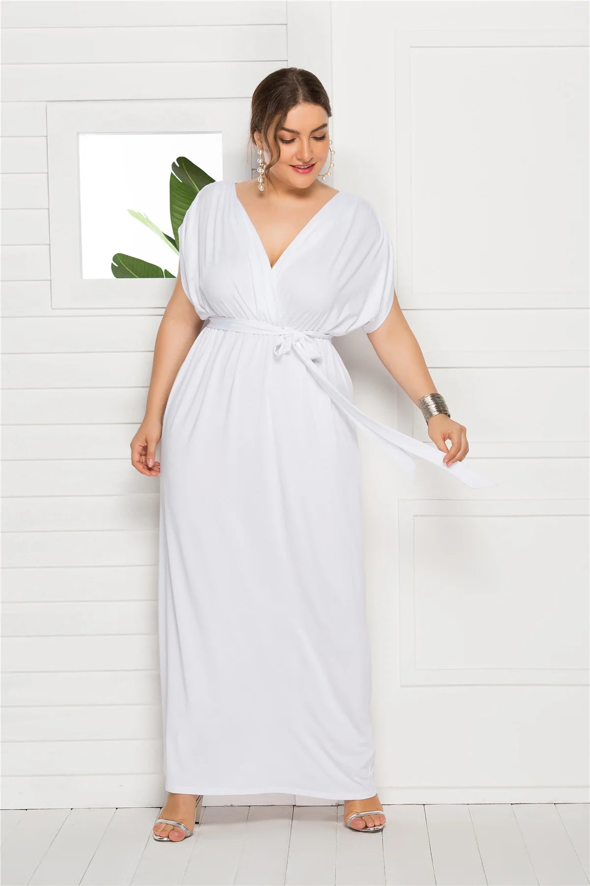 eDressU 2022 Plus Size Evening Party Dress V Neck Stretchy 7 Colors Vestido Robe de Soiree Wedding Guest Dress LMT-FP3310