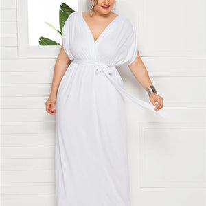 eDressU 2022 Plus Size Evening Party Dress V Neck Stretchy 7 Colors Vestido Robe de Soiree Wedding Guest Dress LMT-FP3310