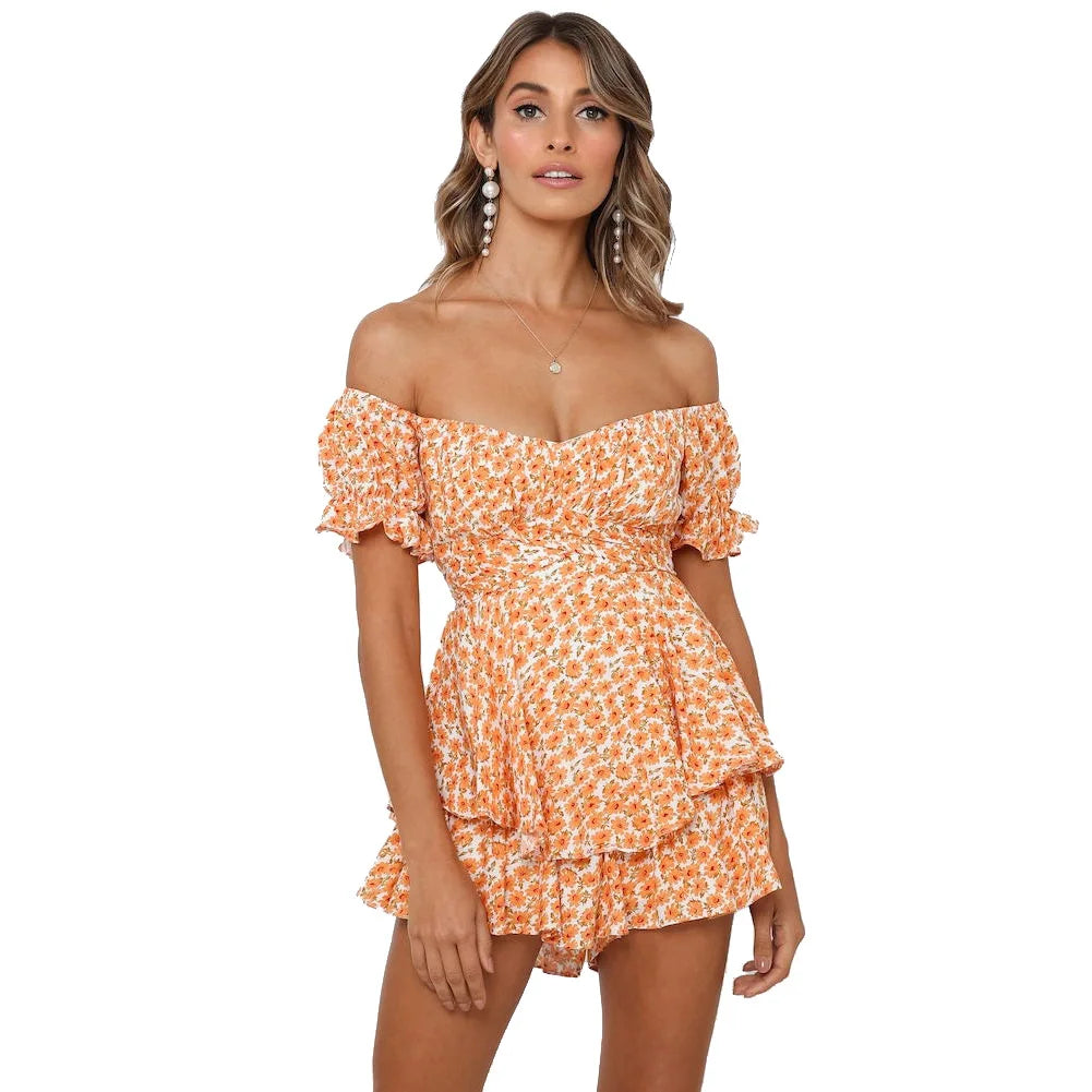 Summer Sexy Leopard Print Backless Jumpsuits V Neck Ruffles Beach Boho Rompers Shorts 2021 Elegant Overalls For Women Clothing